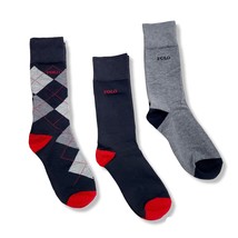 Polo Ralph Lauren 3-Pack Argyle Diamond Dress Casual Socks Red Black Gre... - £19.73 GBP