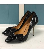 Pedro Garcia black patent leather metal stiletto heels size 39 US 8 made... - $173.05