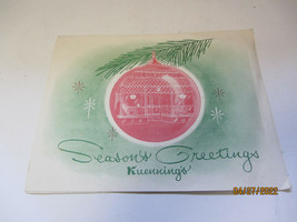Vintage Kuenning&#39;s Restaurant Christmas Season&#39;s Greeting Menu - £7.85 GBP