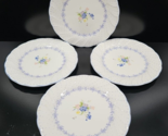 4 Nikko Blue Peony Salad Plates Set Blossomtime Floral Swirl Dot Dish Ja... - $46.40