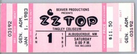 ZZ Top Untorn Concert Ticket Stub January 1 1983 Albuquerque New Mexico - £34.82 GBP