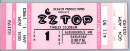 ZZ Top Untorn Concert Ticket Stub January 1 1983 Albuquerque New Mexico - £33.29 GBP