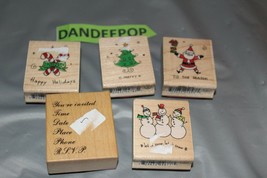 5 Hampton Art Christmas Holiday Themes Rubber Stamps Scrapbook Design Crafts - £13.30 GBP