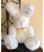 RUSSplus Russ Berrie White Rabbit Plush Stuffed Animal 6113TF Yellow Gin... - £10.15 GBP