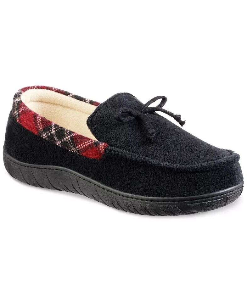 TOTES TOASTIES Mens Moccasin Slippers, BLACK, M - $8.70