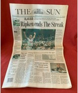 Cal Ripken Jr., Baltimore Sun Newspaper, Front Page, 9/21/98, End of Streak - $43.09