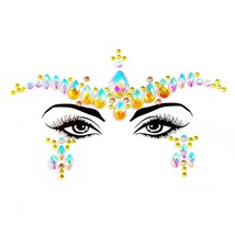 Rainbow face gems makeup halloween pride gold face jewels stick on Glitter Merma - £19.55 GBP