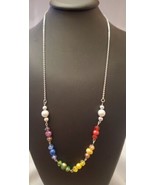 Handmade Fashion 18&quot; Rainbow Crystal FW Pearls &amp; Bead Necklace With 2&quot; E... - £10.11 GBP