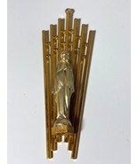 Vtg Gold Tone Heavy Metal Virgin Mary Wall Hanging Rhinestone Accents - $39.97