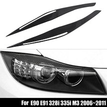 Carbon Fibre Headlight Eyelid Eyebrow Cover Stickers Trim For Bmw E90 E91 328i 3 - £16.51 GBP