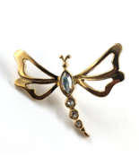 VTG Dragonfly Aurora Borealis Crystals Gold Tone Pin Avon Insect Jewelry... - $13.99