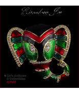 Eisenberg Ice Elephant Head Pin Enamel and Rhinestone (#J945) - $3,807.90 MXN