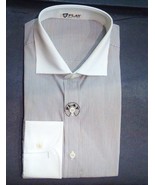 Men&#39;s Shirts Man Shirt 37 XS striped Brown Neck White French Elegant Play - £30.22 GBP