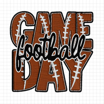 Faux Embroidery Game Day Football PNG, Retro Stitched Football Mom PNG D... - $2.50
