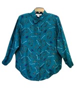 Jonathan Martin Vintage 80s Womens S Silk Teal Green Status Link Button ... - $29.97 CAD