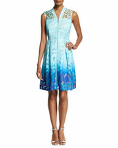 NWT Elie Tahari Kalli Sleeveless Zip-Front Ombre Lace Dress, Light Blue Size 8 - £99.22 GBP