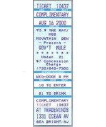 Gov&#39;T Mule Untorn Concert Ticket Stub August 16 2000 Mer Brillant Neuf J... - £26.59 GBP