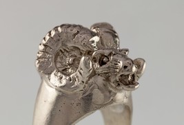 Ram Head Sterling Silver Ring Size 8.5 - £100.42 GBP