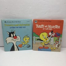 Vintage Lot 2 Golden Tell-A-Tale Books Looney Tunes Tweety Sylvester Vet At Farm - £11.77 GBP