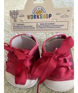 NEW Build A Bear Pink Workshop Glitter Sparkle White Lace Up Shoes - £9.81 GBP
