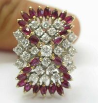 Marquise Ruby &amp; Round Diamond Cocktail Ring 14Kt Yellow Gold Over 4.20CT - £83.86 GBP