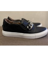Givenchy Black Leather Maxi Chain Detail Slip On Sneakers Shoes SZ EU 37... - $2,241.83 MXN