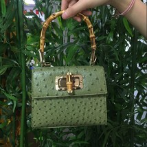 Strich leather clutch bags bamboo handle fashion tote bag crocodile ladies shoulder bag thumb200