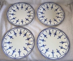 Royal Crown Derby Blue White Gold Rim Salad Plates Vintage 1922 England (4) - £236.06 GBP