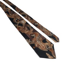 Bachrach Mens Necktie Italian Designer Accessory Brown Black Vintage Dad Gift - £36.65 GBP