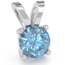 Blue Topaz Solitaire Pendant In 14k White Gold - £177.82 GBP