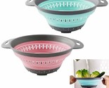 2 Silicone Strainer Colander Collapsible Sifter Drain Pasta Fruit Basket... - $27.99