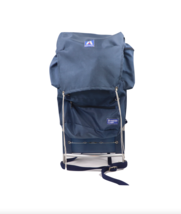Vtg 80s Spell Out External Frame Outdoor Hiking Camping Backpack Bag Blu... - $98.95