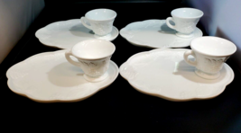 Colony Harvest Grape Milk Glass Snack Plate &amp; Cups Set of 4 Settings, 8 ... - $29.69