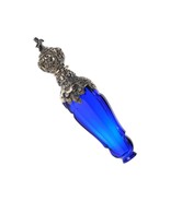 c1860 French Cobalt blue cut glass perfume with ornate silver mounting - £1,376.18 GBP
