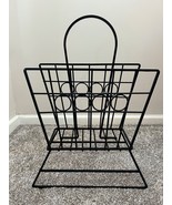 MCM Wrought Iron Metal Black Magazine Rack | Vinyl Record Holder - £73.72 GBP