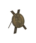 St. Anthony  Da Padova, Brass Medallion on Crossed Easel, Holy Religious... - $26.69 CAD