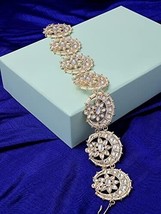 Gold Tone Crescent Kundan Bridal Head Chain Jewelry Set Women - £19.96 GBP