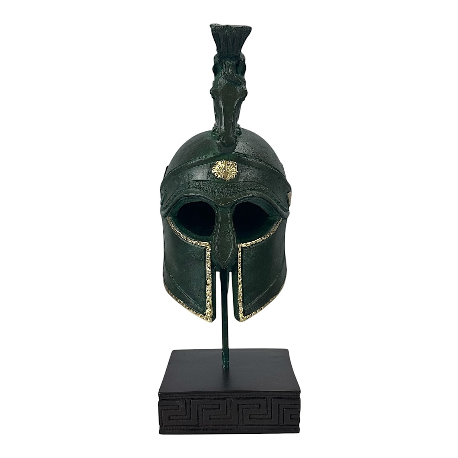 Ancient Greek Roman Hoplite Soldier Horse Helmet Sculpture Home Decor Green Item image 7
