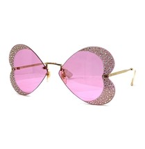 GUCCI Hollywood Forever 0897 Gold Pink Crystal Pave Heart Gg0897S 001 Su... - £552.12 GBP