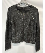 Mossimo Black &amp; Gold Metallic Zip Close Sweater Cardigan Top Party Cockt... - $37.95 CAD