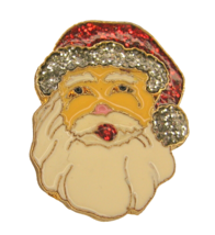 Enamel Santa Claus Sleigh Christmas Pin Brooch Rhinestone Accents 1&quot; - $9.49