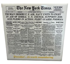 New York Times Newspaper Trivet 1950s Headline Truman in Korea Percodan ... - $10.49