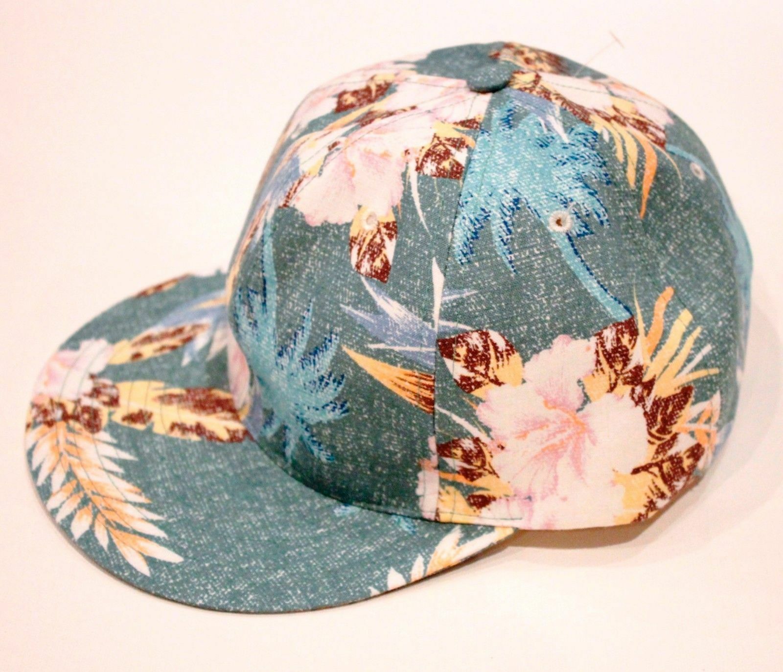 Primary image for BWGH Green FLORAL Caribbean TROPICAL Print SIX Panel CAP Hat MADE IN FRANCE O/S