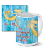 CounterArt Ceramic Mug/Stone Coaster Gift Set, Be a Mermaid and Make Waves - £19.77 GBP