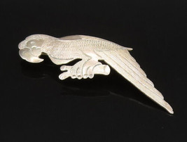 925 Sterling Silver - Vintage Brushed Finish Parrot Bird Brooch Pin - BP9568 - £26.41 GBP