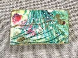 Vintage Hand Painted Abstract Art Lacquer Brooch Pin Jewelry One Of A Kind - $25.74
