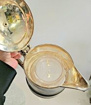 LEAD CRYSTAL PITCHER WITH SILVER PLATE LID AND HANDLE VINTAGE  image 6