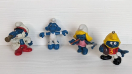 Vintage 1980s Smurf Figurines - Colorful - Set of 4 3 figures 1 ornament... - £15.47 GBP