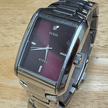 Guess Quartz Watch G95311G Men Silver Steel Brown Rectangle Japan Movt N... - $28.49