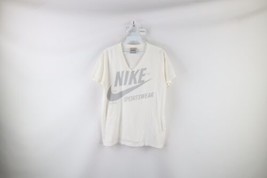 Vtg Nike Womens Large Spell Out Travis Scott Big Swoosh V-Neck T-Shirt White - £35.00 GBP